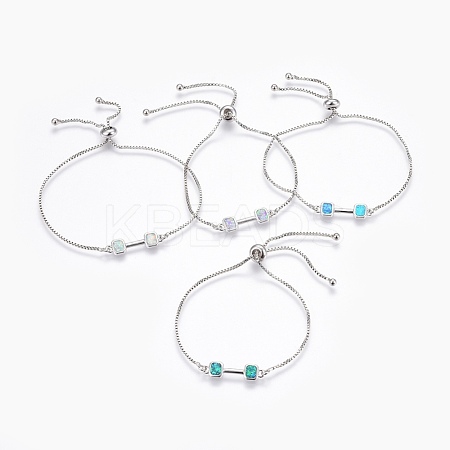 Sports Theme Adjustable Synthetic Opal Bolo Bracelets BJEW-F356-02-P-1