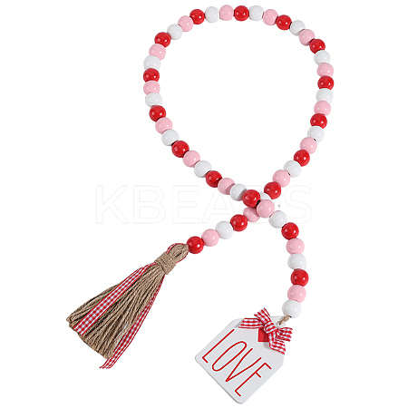 Wooden Beads Pendant Decorations AJEW-WH20020-109B-1