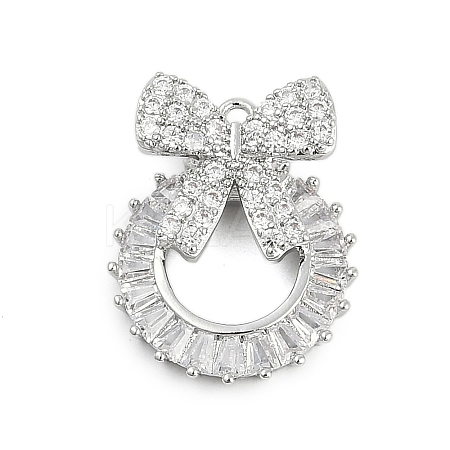 Brass Cubic Zirconia with Glass Pendants KK-Q026-23P-1