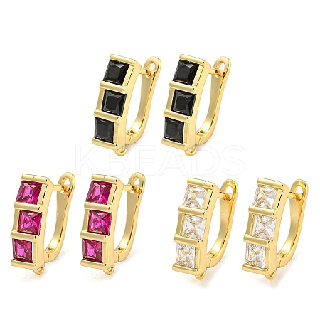 Rack Plating Brass Micro Pave Cubic Zirconia Hoop Earring Findings EJEW-C102-22G-1