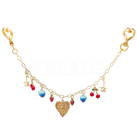 1Pc Fruit Style Brass Bag Decorative Chains HJEW-SC0003-25-1
