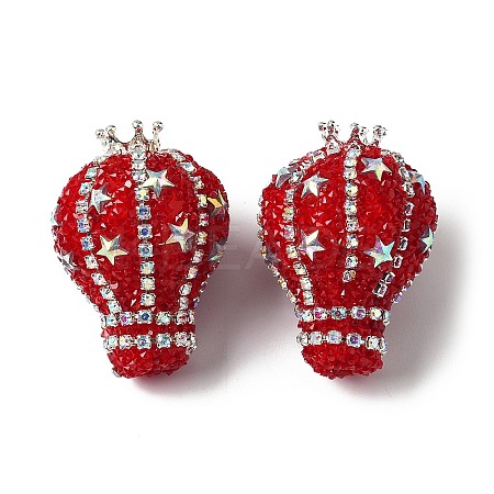 Crown Hot Air Balloon Acrylic Rhinestone Beads OACR-S048-03E-1
