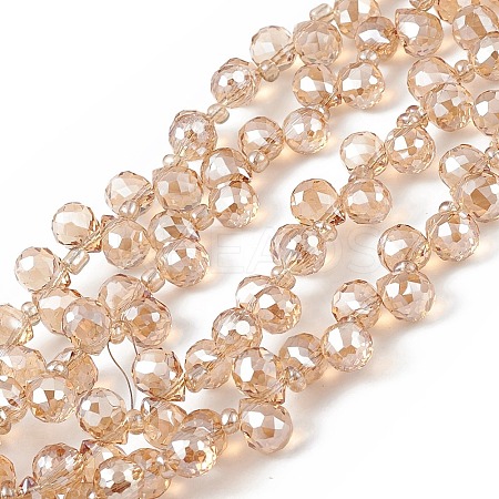 Transparent Electroplate Glass Beads Strands X-EGLA-F152A-PL02-1