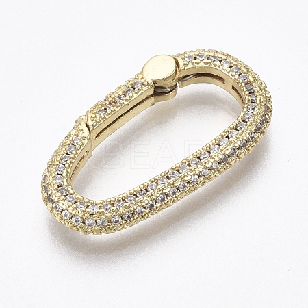 Brass Micro Pave Clear Cubic Zirconia Spring Gate Rings ZIRC-R019-006-NF-1