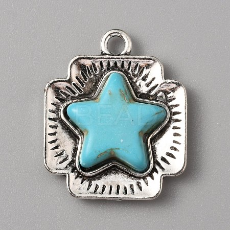 Synthetic Turquoise Pendants TURQ-WH0001-12-1