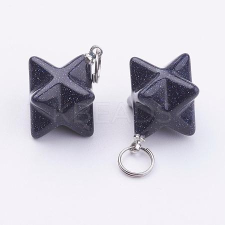 Synthetic Blue Goldstone Pendants G-E398-02E-1