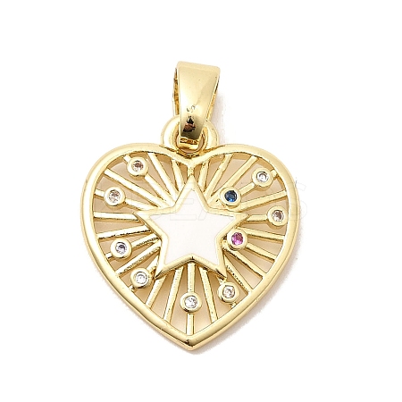 Brass Pave Clear Cubic Zirconia Pendants KK-G554-06G-02-1