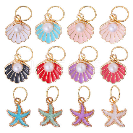 12Pcs Marine Organism Theme Allly Enamel Shoes Charms PALLOY-CA00013-1