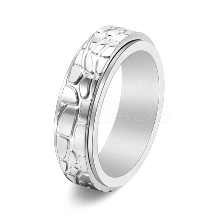 Textured Stainless Steel Rotating Finger Ring PW-WG29121-06-1