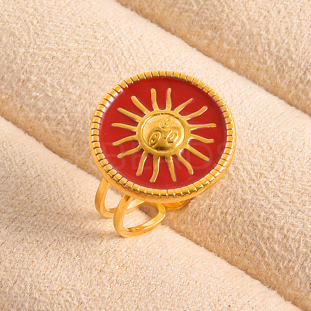 Adjustable Stainless Steel with Enamel Cuff Rings for Women XY2764-3-1