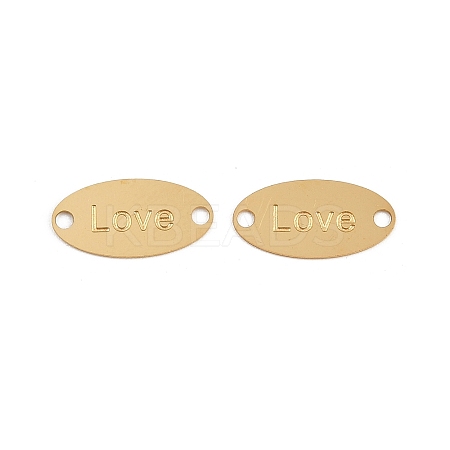 304 Stainless Steel Oval with Love Links Connector Charms STAS-K295-09G-1