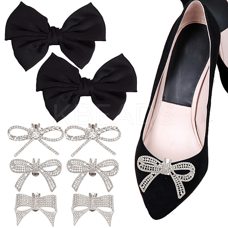 8Pcs 4 Styles Detachable Alloy Rhinestone Shoe Buckle Clips FIND-HY0003-90P-1