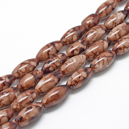 Baking Paint Glass Beads Strands DGLA-S115-22x10mm-S78-1