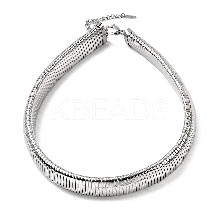Non-Tarnish 304 Stainless Steel Flat Snake Chain Necklaces for Women NJEW-U049-01P-02-1