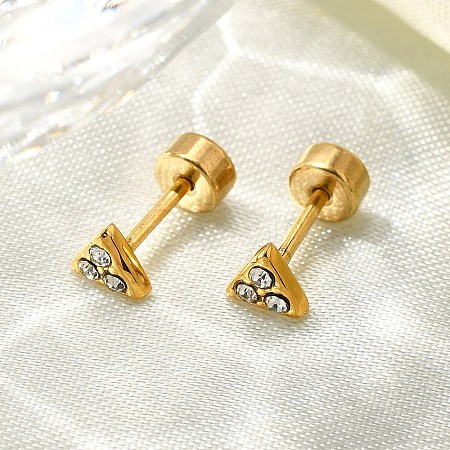 Ion Plating(IP) 304 Stainless Steel Triangle Stud Earrings EJEW-A118-11G-01-1