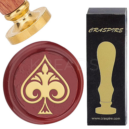 Brass Wax Seal Stamps with Wood Handle AJEW-WH0412-0222-1