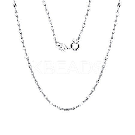 Rhodium Plated 925 Sterling Silver Dapped Chain Necklace NJEW-I124-100-1