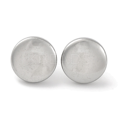 304 Stainless Steel Flat Round Stud Earrings EJEW-D281-26S-1