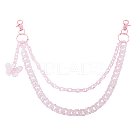 Acrylic Butterfly Layered Chain Belts for Jeans Pants HJEW-TAC0113-1