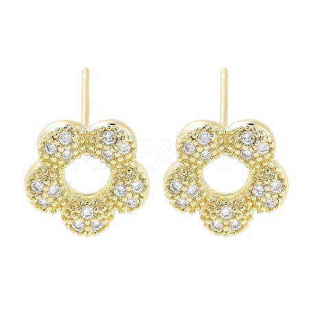 Brass Micro Pave Clear Cubic Zirconia Stud Earrings for Women EJEW-S217-E05-1