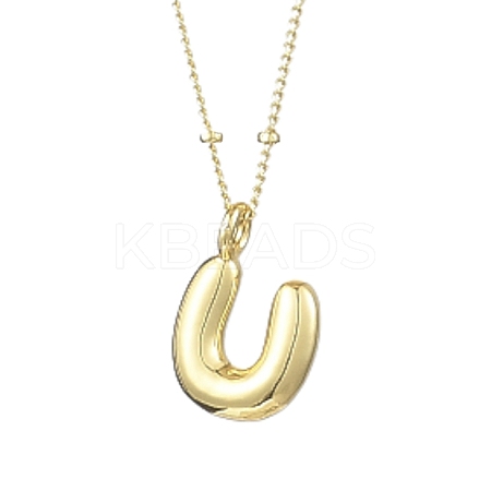 1Pc Initial Letter Brass Pendant Necklaces NJEW-YW0001-24U-1