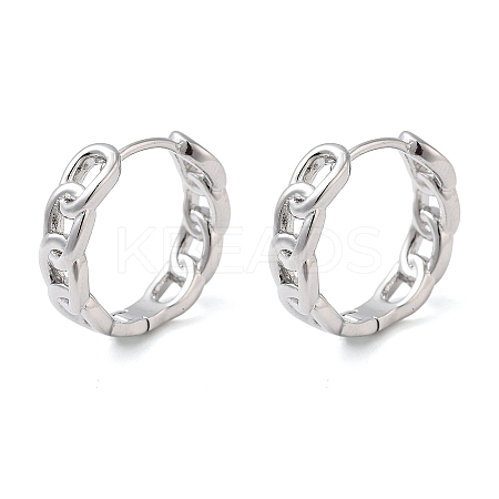 Brass Chain Charm Hoop Earrings for Women EJEW-F347-02P-02-1