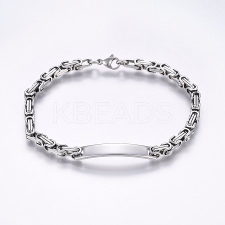 Tarnish Resistant 201 Stainless Steel ID Bracelets BJEW-F331-07P-1