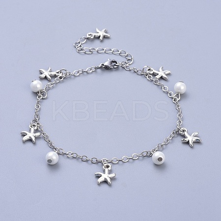 Brass Cable Chain Anklets AJEW-AN00261-1