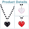 FIBLOOM 3Pcs 3 Colors Glass Heart Pendant Necklaces Set with Plastic Beaded Chains NJEW-FI0001-40-3