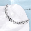 Brass Micro Pave Clear Cubic Zirconia Link Bracelets for Women BJEW-D342-02P-3