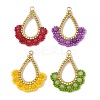 Dyed Natural Malaysia Jade & Glass Seed Beaded Pendants PALLOY-MZ01430-1