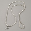 Alloy Starfish Charm Glass Seed Beaded Toe Ring Stretch Anklets for Women AJEW-WH0270-832-1