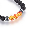 Natural Lava Rock and Non-Magnetic Synthetic Hematite Beads Braided Bead Bracelets BJEW-JB03975-06-2