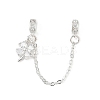 Brass Pave Clear Cubic Zirconia European Safety Chains with Charms KK-L236-15B-S-4