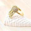 Ocean Theme Brass Micro Pave Cubic Zirconia Cuff Rings for Women RJEW-F184-17H-G-3
