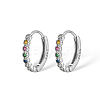 Anti-Tarnish Rhodium Plated 925 Sterling Silver Micro Pave Colorful Cubic Zirconia Hoop Earrings IY5335-2-1