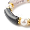 Chunky Acrylic Curved Tube Beads Stretch Bracelet for Teen Girl Women BJEW-JB06993-02-5