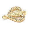 Rack Plating Brass Micro Pave Clear Cubic Zirconia Religion Heart Virgin Mary Connector Charms KK-L224-099G-03-2