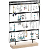 1 Set 5-Tier Rectangle Iron Jewelry Dangle Earring Organizer Holder with Wooden Base EDIS-SC0001-07A-1