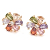 Rack Plating Flower Brass Cubic Zirconia Stud Earrings EJEW-M090-13G-03-1