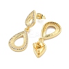Teardrop Brass Pave Clear Cubic Zirconia Dangle Stud Earrings EJEW-M258-24G-2