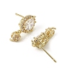 Oval Brass Micro Pave Clear Cubic Zirconia Stud Earring Findings LS-KK-C107-07G-2