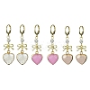 Natural Mixed Gemstone Heart & Bowknot Drop Earrings EJEW-JE05388-1