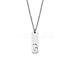 304 Stainless Steel Rectangle with Laser Cut Initial Pendant Necklaces FS-WG71FEF-11-1