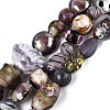 Handmade Foil Glass with Gold Sand Lampwork Beads Strands FOIL-Q002-08B-1