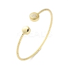 Clear Cubic Zirconia Open Cuff Bangle BJEW-G737-01G-03-4