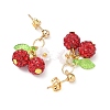 Cherry 304 Stainless Steel Handmade Polymer Clay Rhinestone Dangle Stud Earrings EJEW-JE06428-02-3