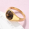 Round Natural Tiger Eye Chips Finger Rings RJEW-D303-03G-04-1