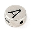 925 Sterling Silver Flat Round with Letter Beads STER-G044-01AS-A-2