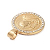 Ion Plating(IP) 304 Stainless Steel Micro Pave Clear Cubic Zirconia Pendants STAS-K281-01G-3